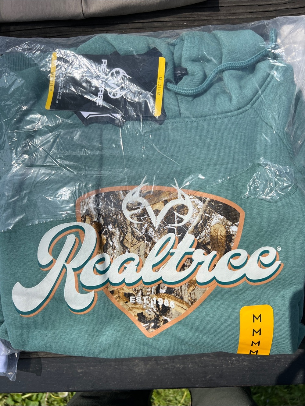 Realtree Teal Green Pullover Hoodie with Camo Shield Logo